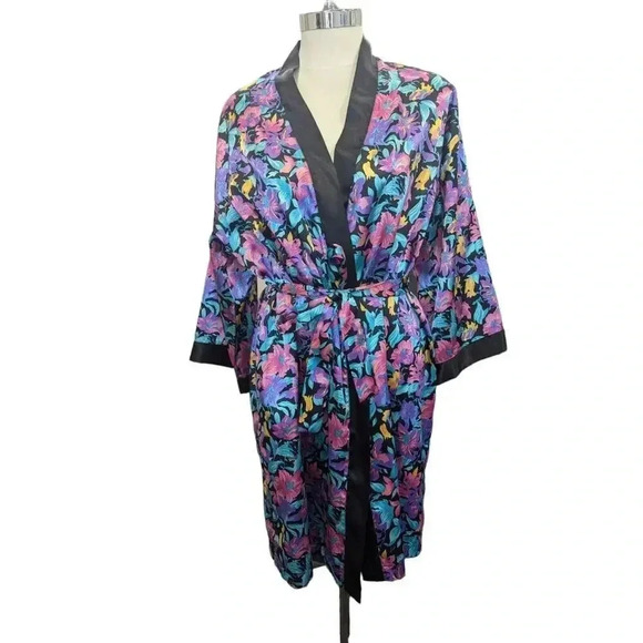 Victoria's Secret Vintage Gold Label Floral Polyester Vintage Robe Medium - Picture 1 of 7